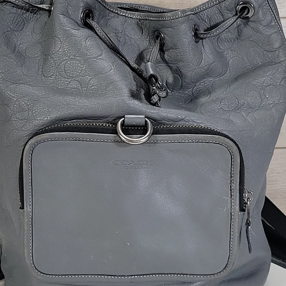 Coach Sullivan Signature Gray Leather Backpack Rucksack C9868